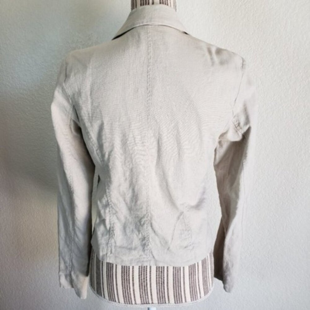 Chocolate USA Linen/Rayon Lagenlook Summer Blazer Jacket in Ivory size S - Picture 13 of 14